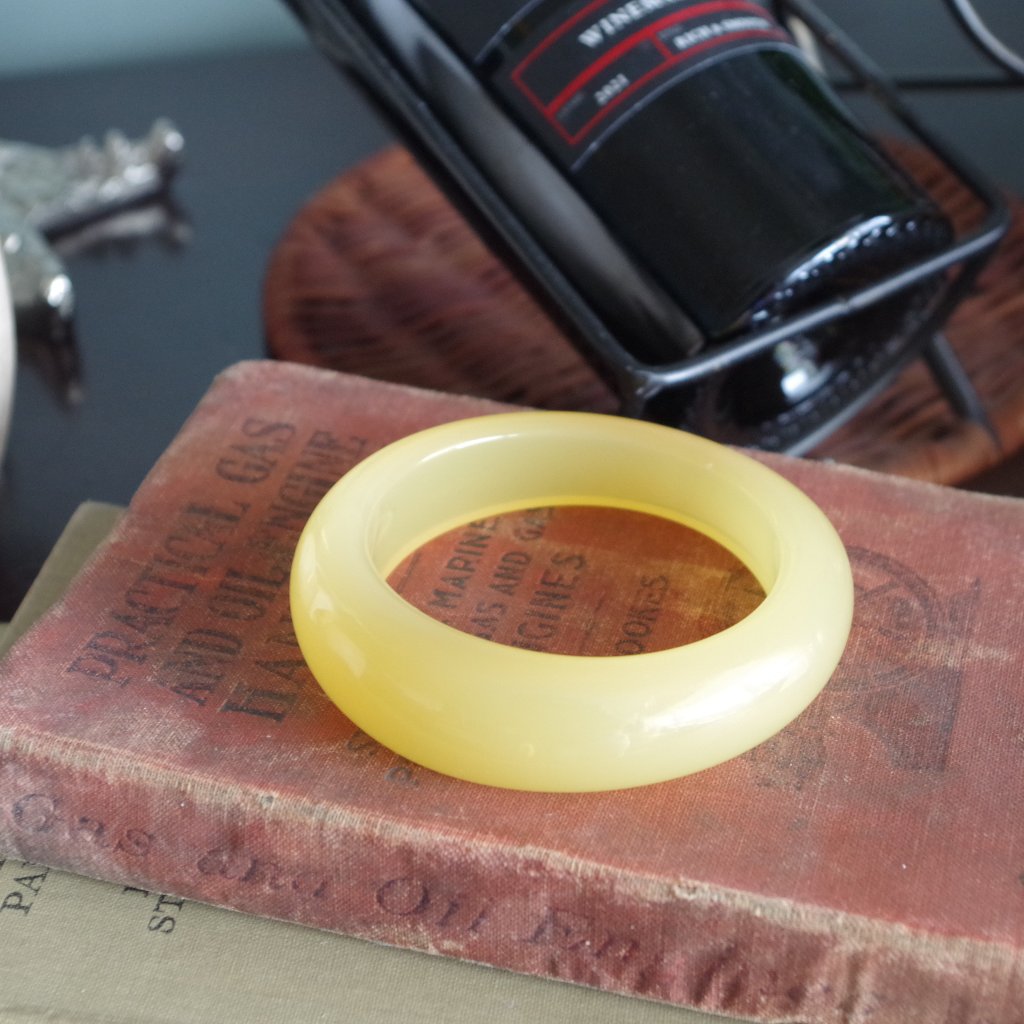 Great Vintage Asymmetrical Yellow Bangle From The 70s
